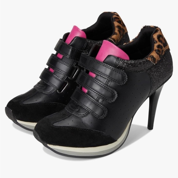 Steve Madden BLAIK Stiletto Heel Sneakers in Black Multi - Size 8.5 NWT